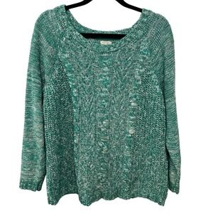 Sonoma Life + Style Kelly Green Chunky Cable Knit Sweater Size 0X‎